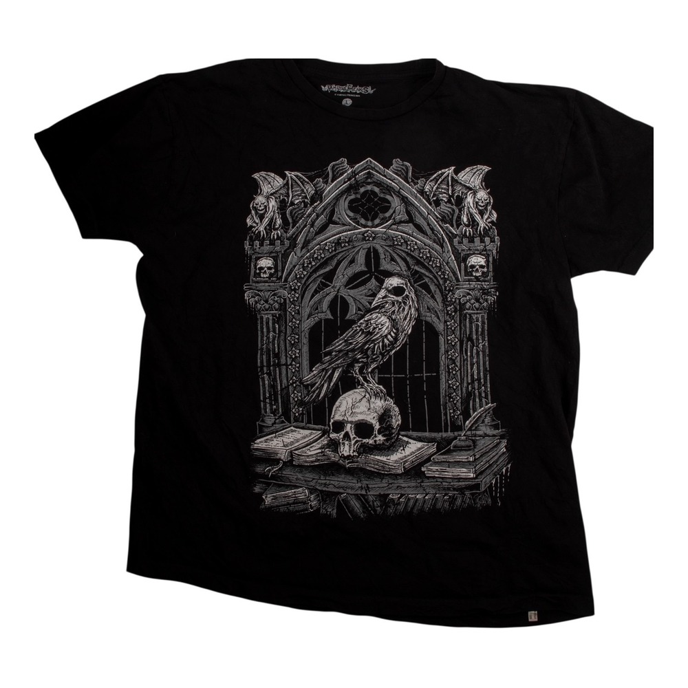 Men's Skull & Raven E Poe T Shirt Size Large Black Short Sleeve Crew Neck Cotton